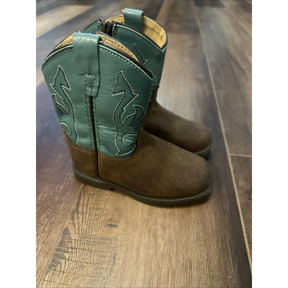 Masterson Boot Co children’s‎ Size 7.5 Leather Upper Cowboy Unisex Blue Brown